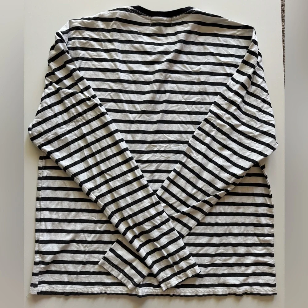 Lonely Ghost Black White Striped Long Sleeve‎ T-Shirt Size XL - Picture 5 of 5